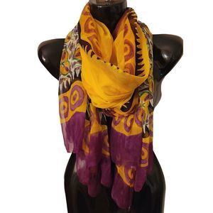 Beautiful Floral Bohemian Gypsy Artwear Multicolor Chiffon Sheer Scarf Head Wrap